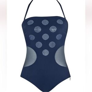 Opera Swim Fascination Swimsuit Glamour Dots Rhinestone Mesh Inserts 36C New